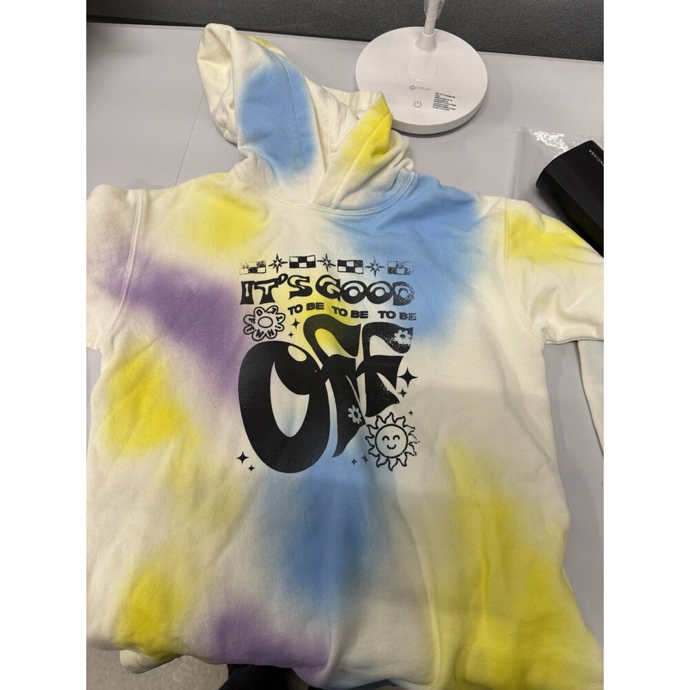 $410 Off-White Kids TieDye  Distressed Hoodie Sweater Size 6